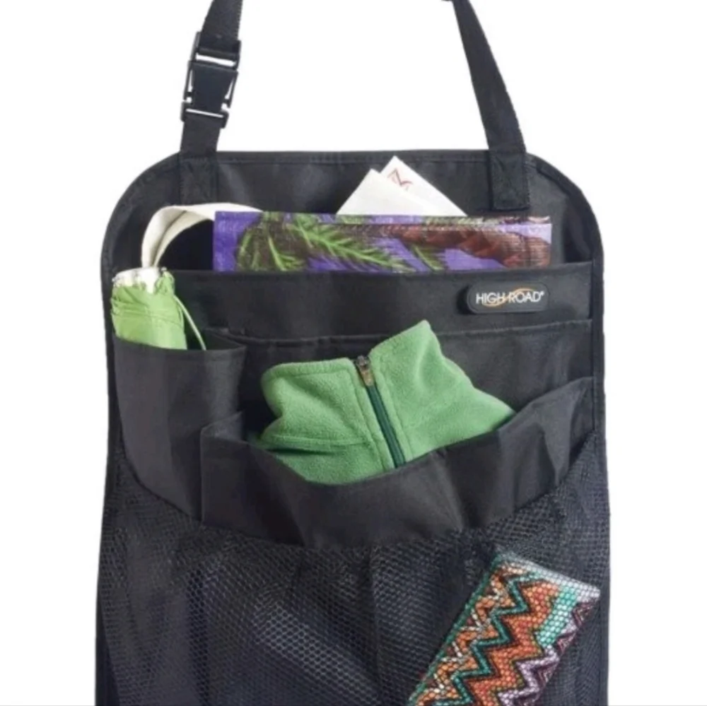 High Road Cloth BackPockets 6 Pocket Back Seat Organizer For Cars, Black